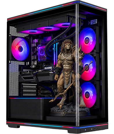 Skytech blaze-5 Gaming PC front view - Blaze 5 Black (Montech TG3 Skytech Edition case, AMD Ryzen 7 7800X3D, Nvidia RTX 5070 12GB - Front View