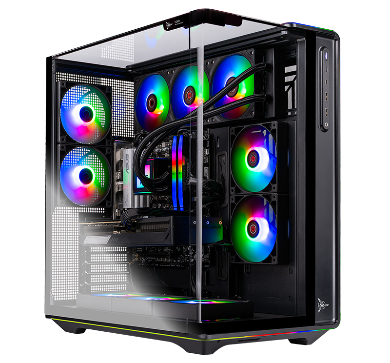 Three tempered glass panels wrap the Prism 5.
