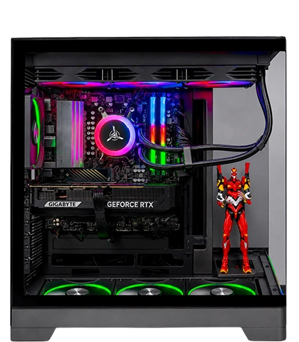 Integrated ARGB light strips on the Harpy chassis.