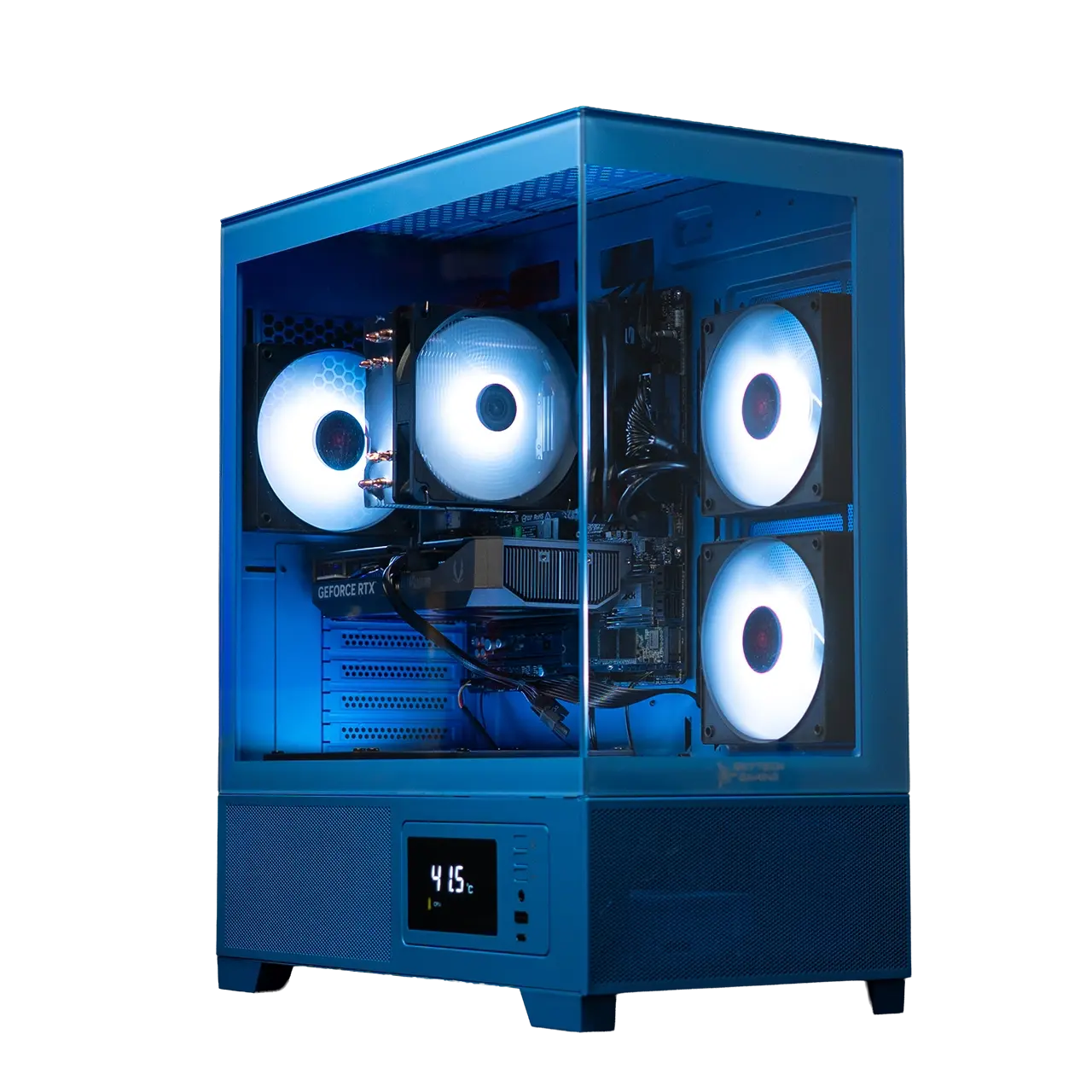 Skytech Cobalt Gaming PC front view - Cobalt case, AMD R7 5700, Nvidia RTX 5060 Ti 8GB - Front View