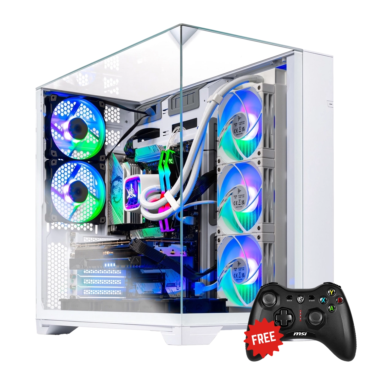 O11 Vision Gaming PC - AMD AMD R7 9700X, Nvidia Nvidia RTX 5070 12GB - Front View